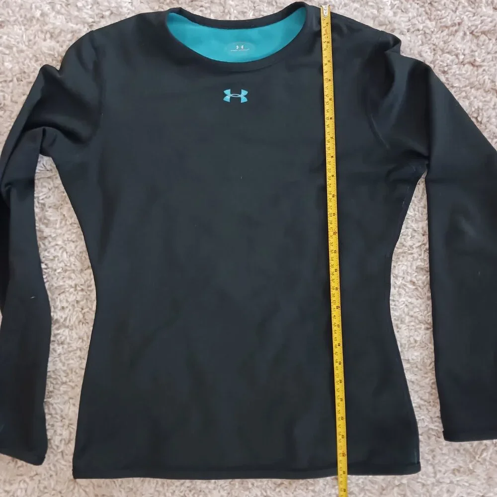 Under Armour Women's Reversable Fitted Shirt Size Medium Teal Black Athletic - Picture 8 of 9